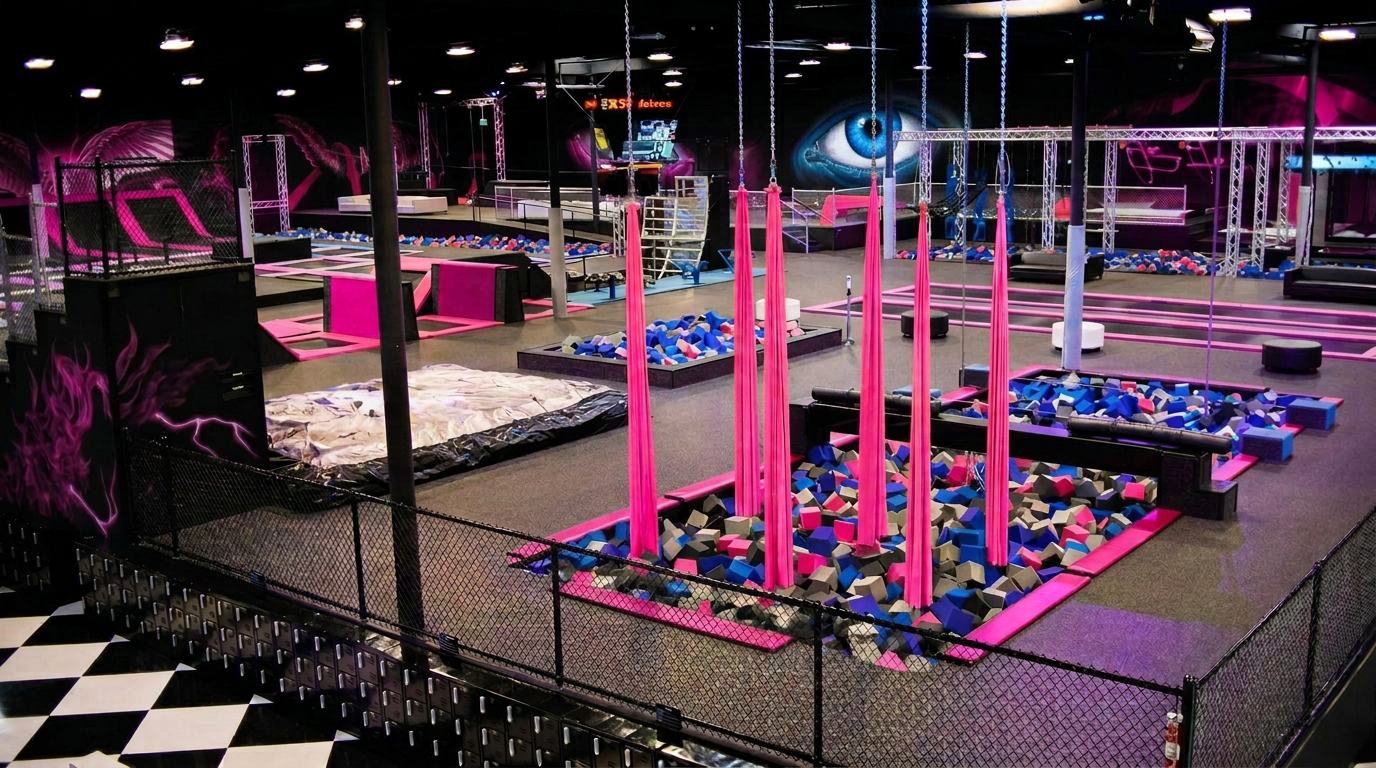Trampoline park action
